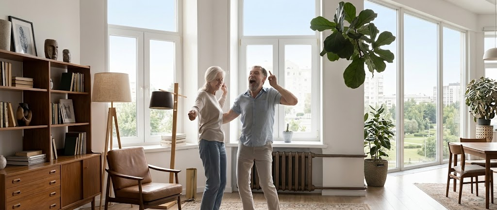 Retired couple enjoying their home